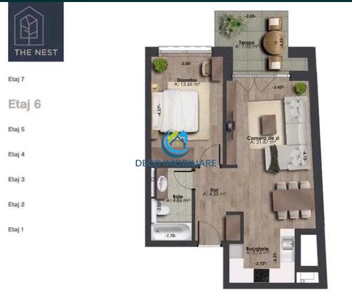 Apartament 2 camere semifinisat, Marasti, The Nest
