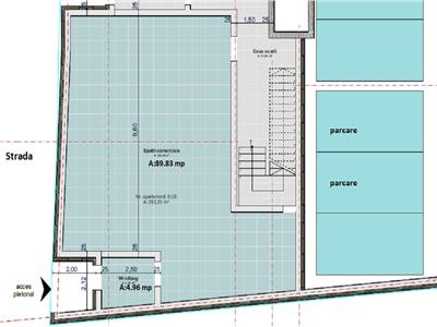 Sp comercial  90 mp, vitrina 10m, open space, M. Viteazu, 2 parcari