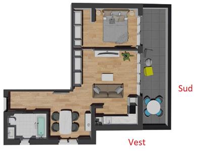 Comision 0%. Apartament 2 camere 54 mp si terasa 15 mp, zona Vivo