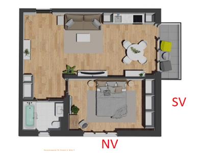 Apartament 2 camere 57.5 mp si balcon 4 mp, zona Vivo