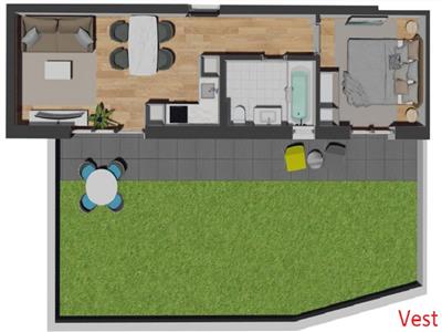 Apartament 2 camere 39 mp si curte 55 mp, zona Vivo
