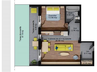 Comision 0%. Apartament 2 camere cu gradina 68 mp in Baciu