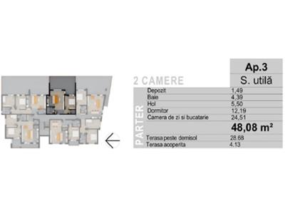 Apartament 2 camere cu terasa, bloc nou, Floresti, Muzeul Apei