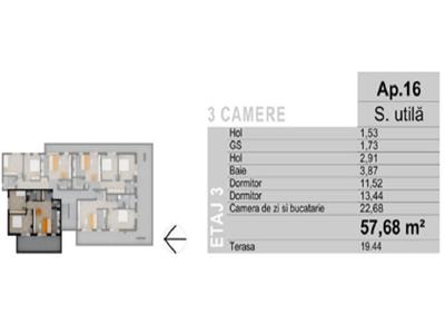 Apartament 3 camere cu terasa, bloc nou, Floresti, Muzeul Apei