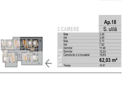Apartament 3 camere cu terasa, bloc nou, Floresti, Muzeul Apei