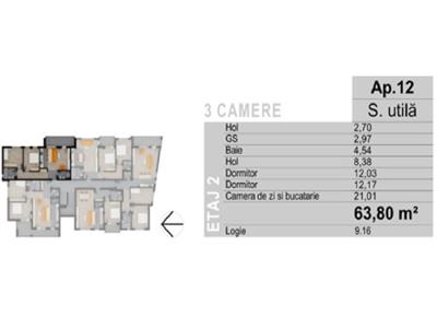 Apartament 3 camere cu terasa, bloc nou, Floresti, Muzeul Apei