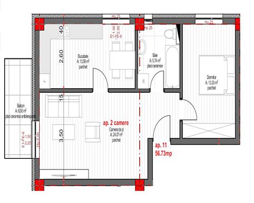 Apartament 2 camere spatios in Europa