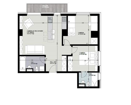 0%. Apartament cu 3 camere in bloc premium